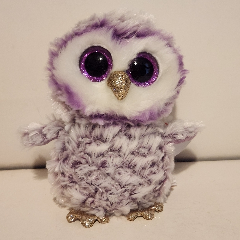 6” Ty Moonlight the White & Purple Owl with Bio Tag Plush Stuffed Animal